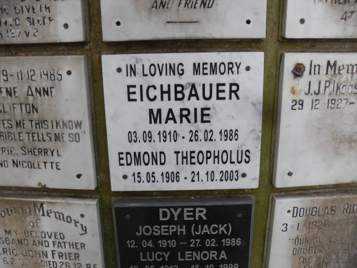 EICHBAUER Edmond Theopholus 1906-2003 &amp; Marie 1910-1986