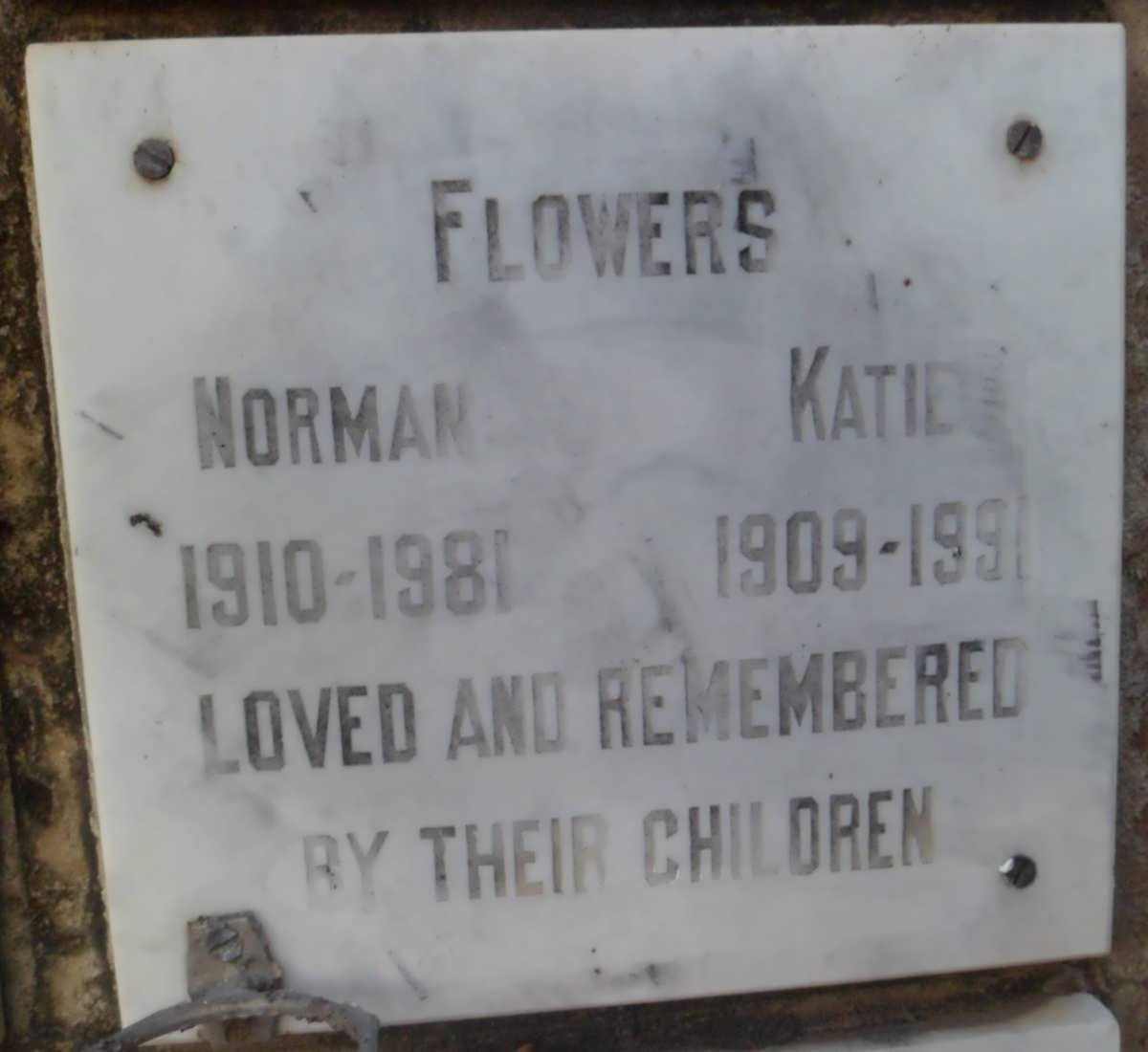 FLOWERS Norman 1910-1981 &amp; Katie 1909-1991