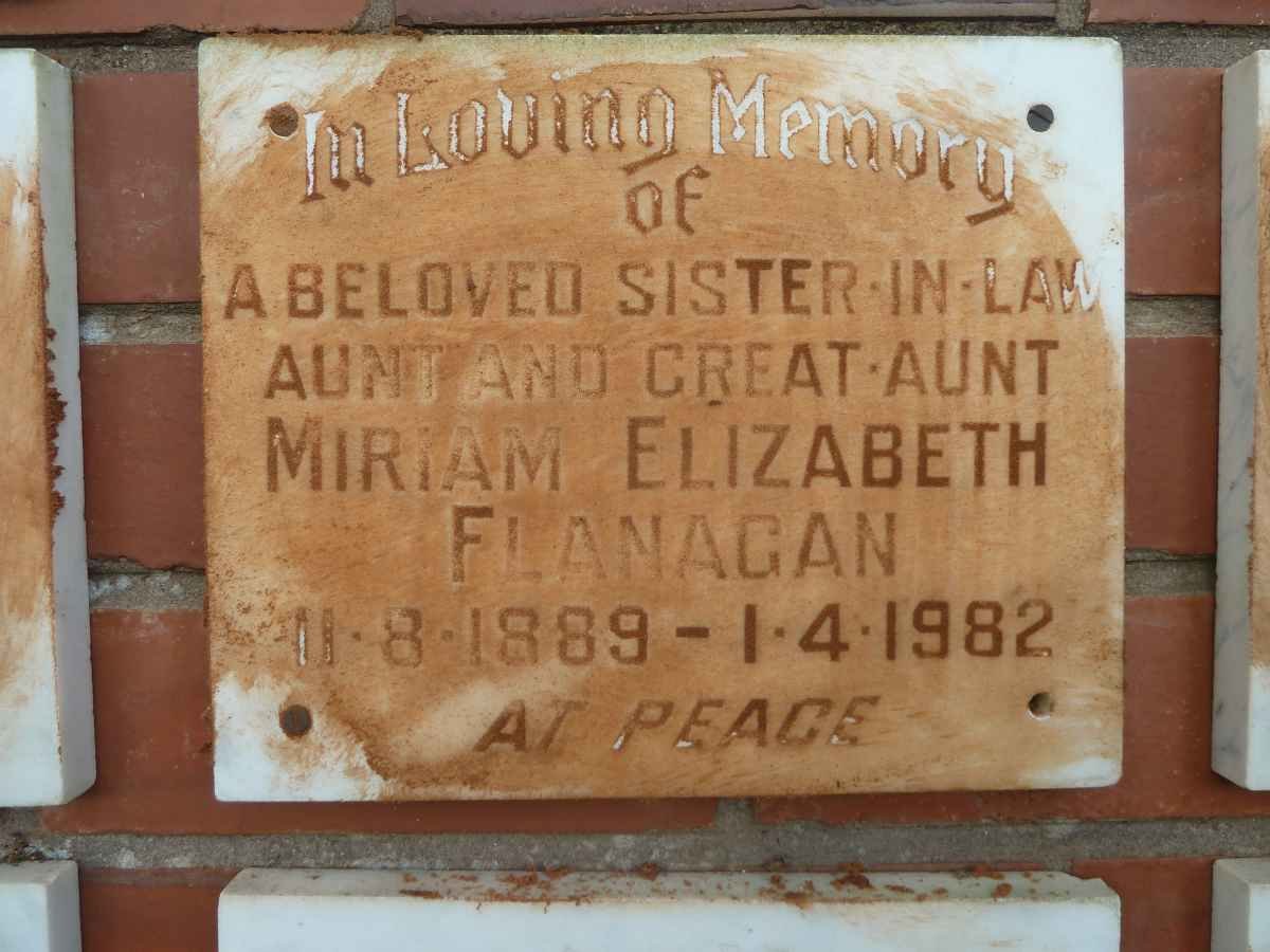 FLANAGAN Miriam Elizabeth 1889-1982