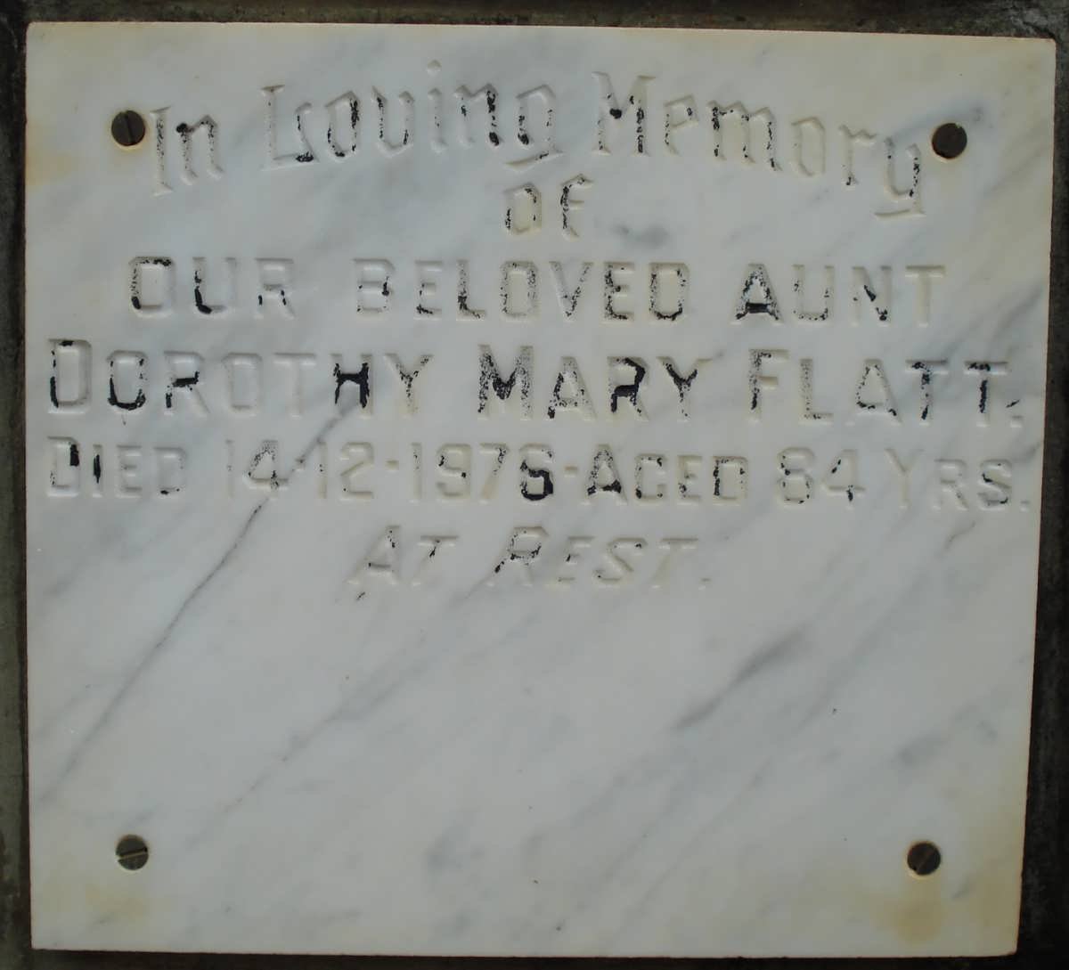 FLATT Dorothy Mary -1976