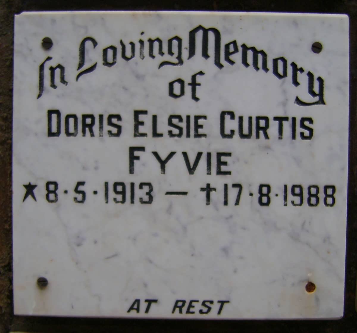 FYVIE Doris Elsie Curtis 1913-1988