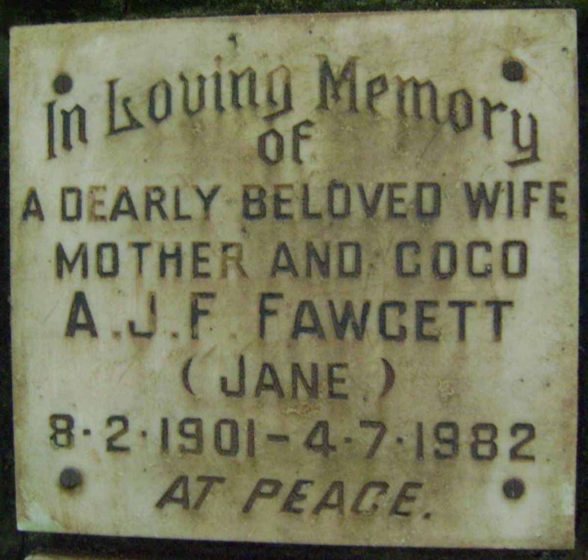 FAWCETT A.J.F. 1901-1982