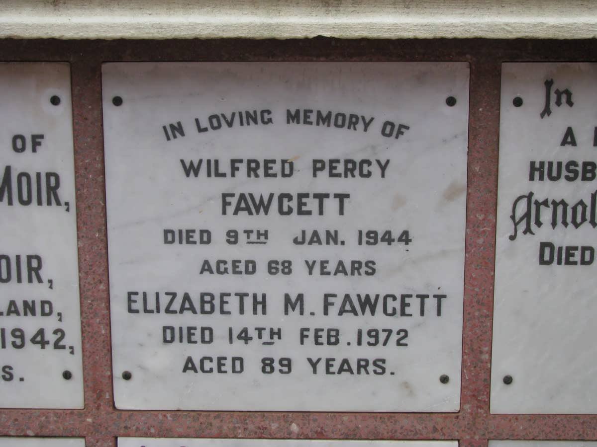 FAWCETT Wilfred Percy -1944 &amp; Elizabeth M. -1972