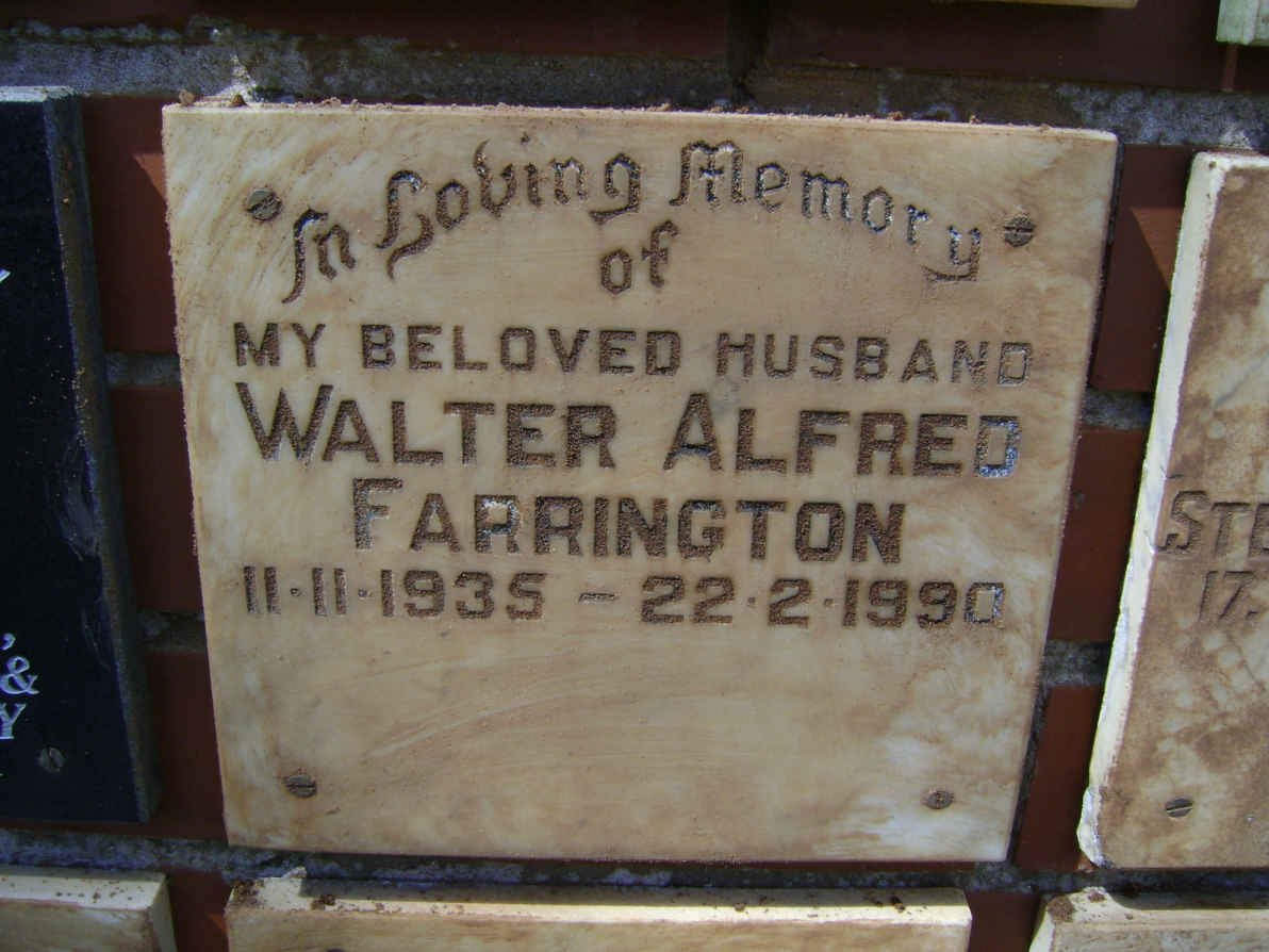 FARRINGTON Walter Alfred 1935-1990