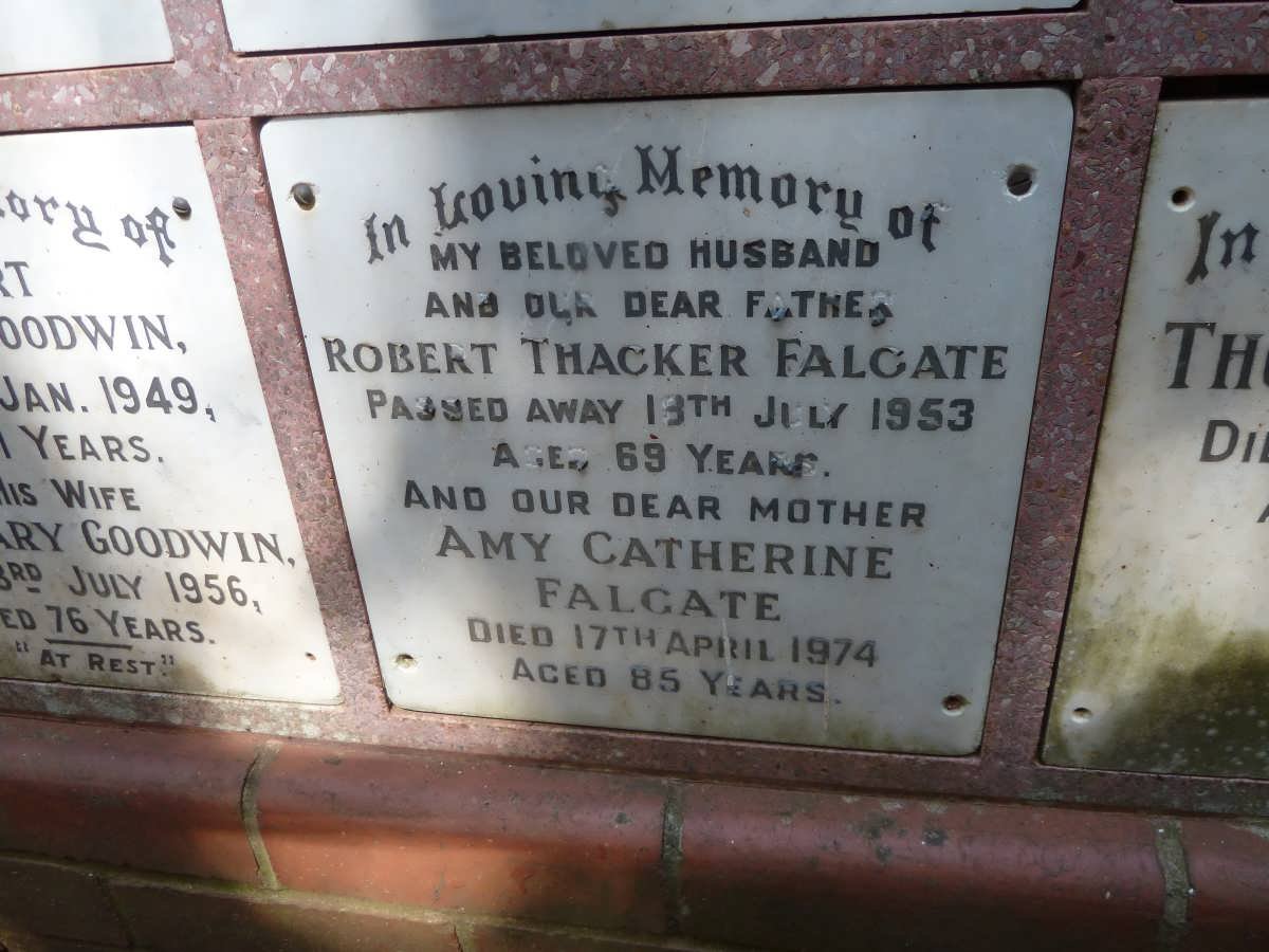 FALGATE Robert Thacker -1953 &amp; Amy Catherine -1974