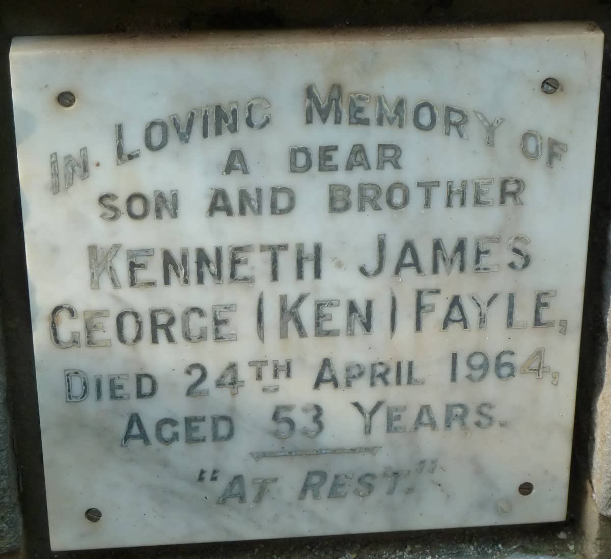 FAYLE Kenneth James George -1964