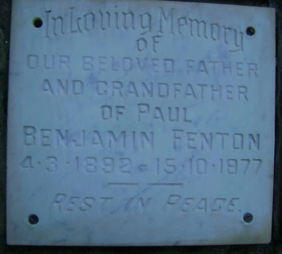 FENTON Paul Benjamin 1892-1977