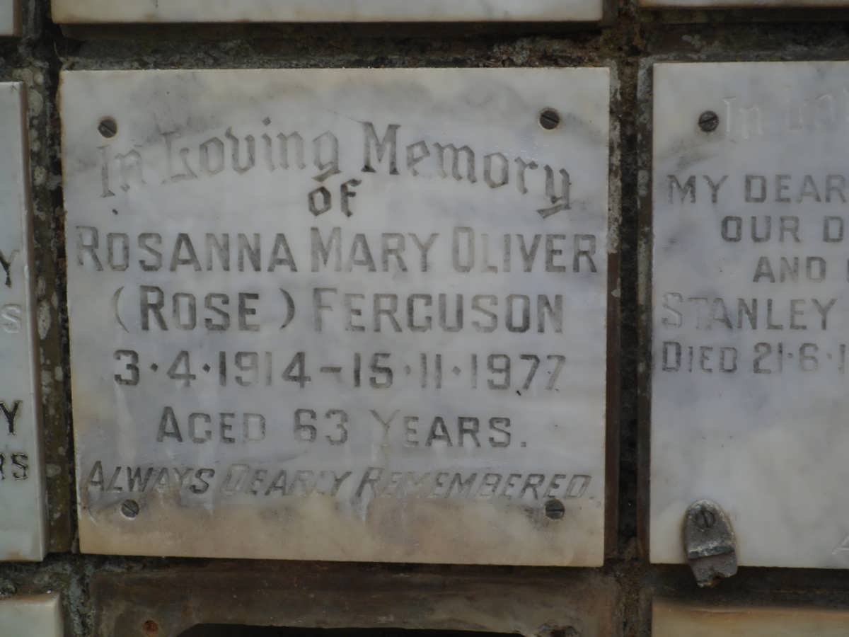 FERGUSON Rosanna Mary Oliver 1914-1977
