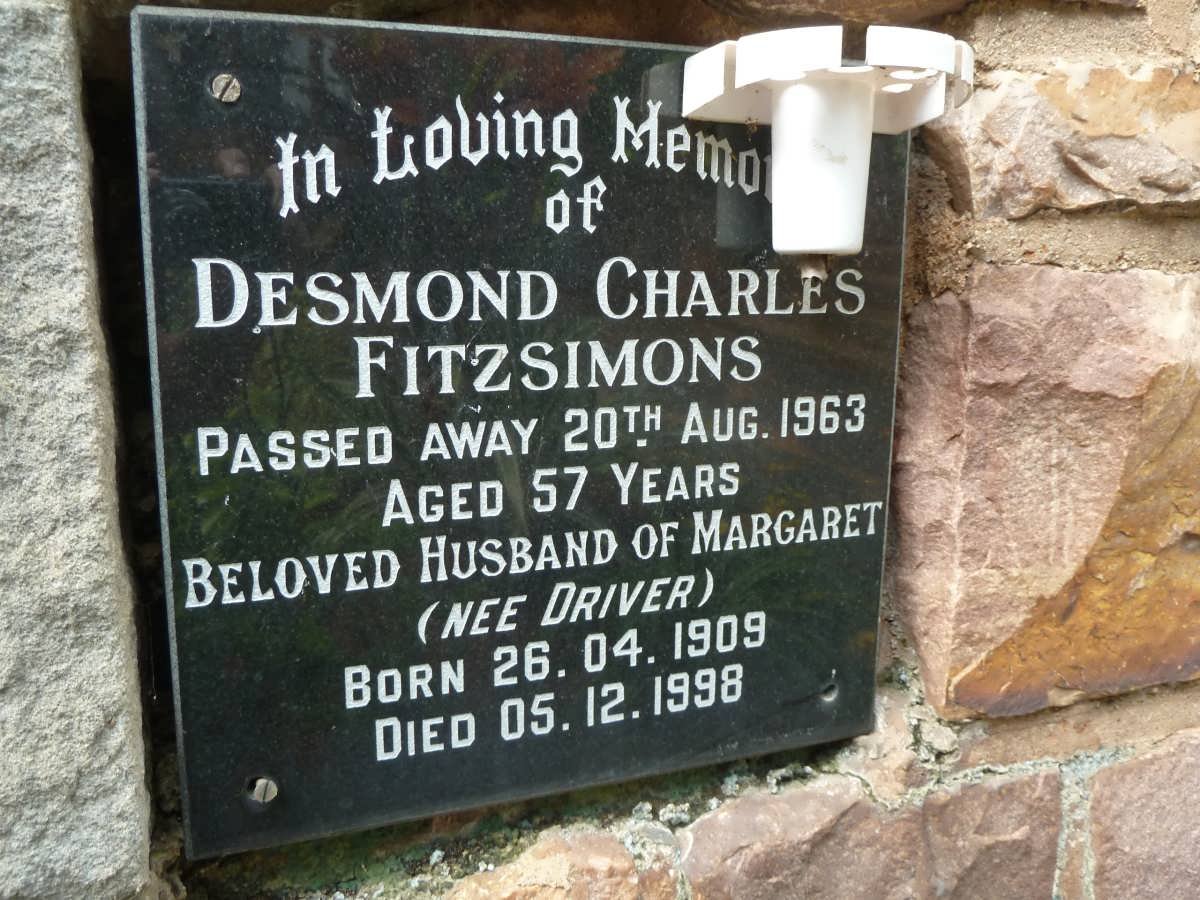 FITZSIMONS Desmond Charles -1963 &amp; Margaret DRIVER 1909-1998