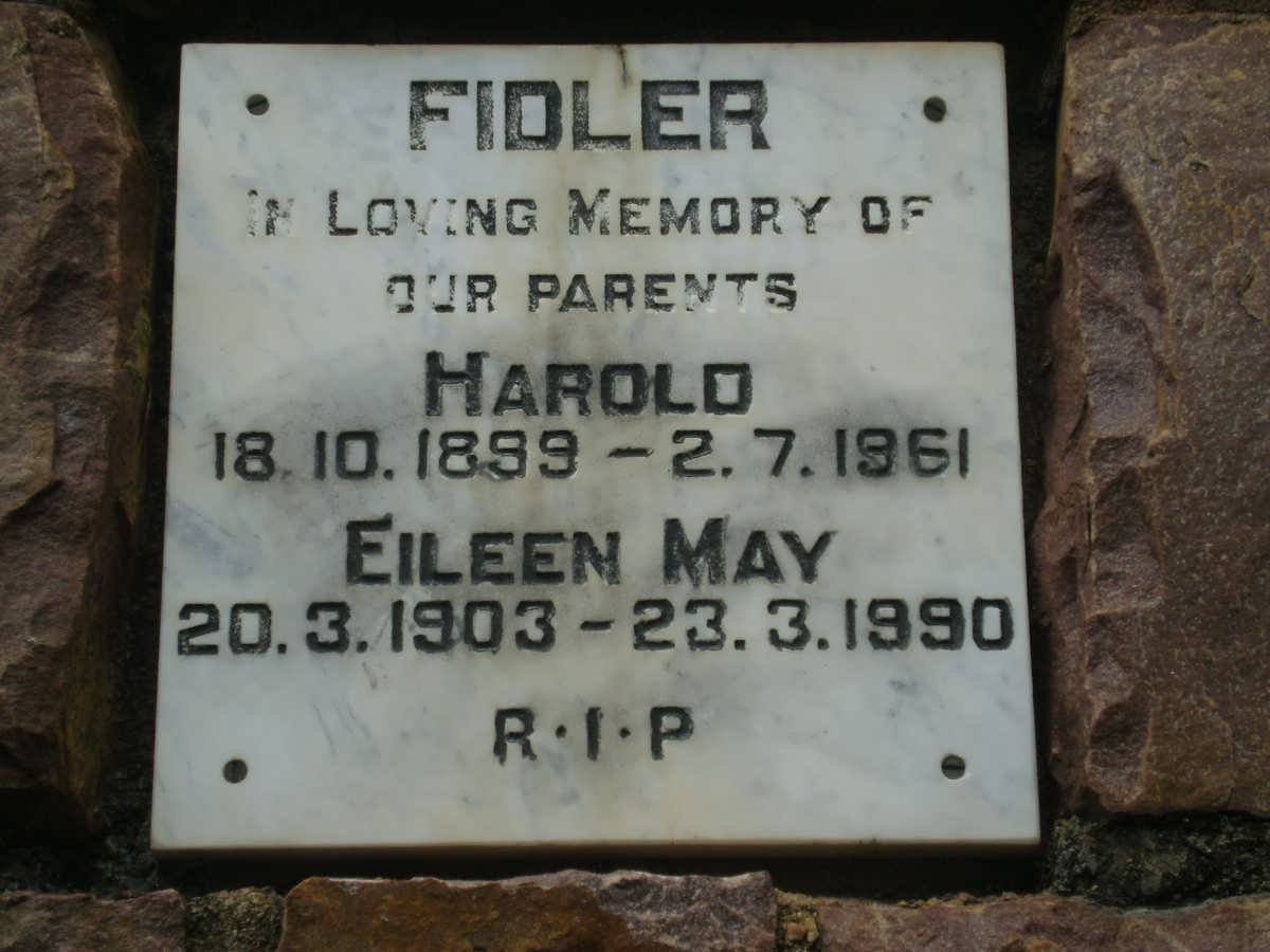 FIDLER Harold 1899-1961 &amp; Eileen May 1903-1990