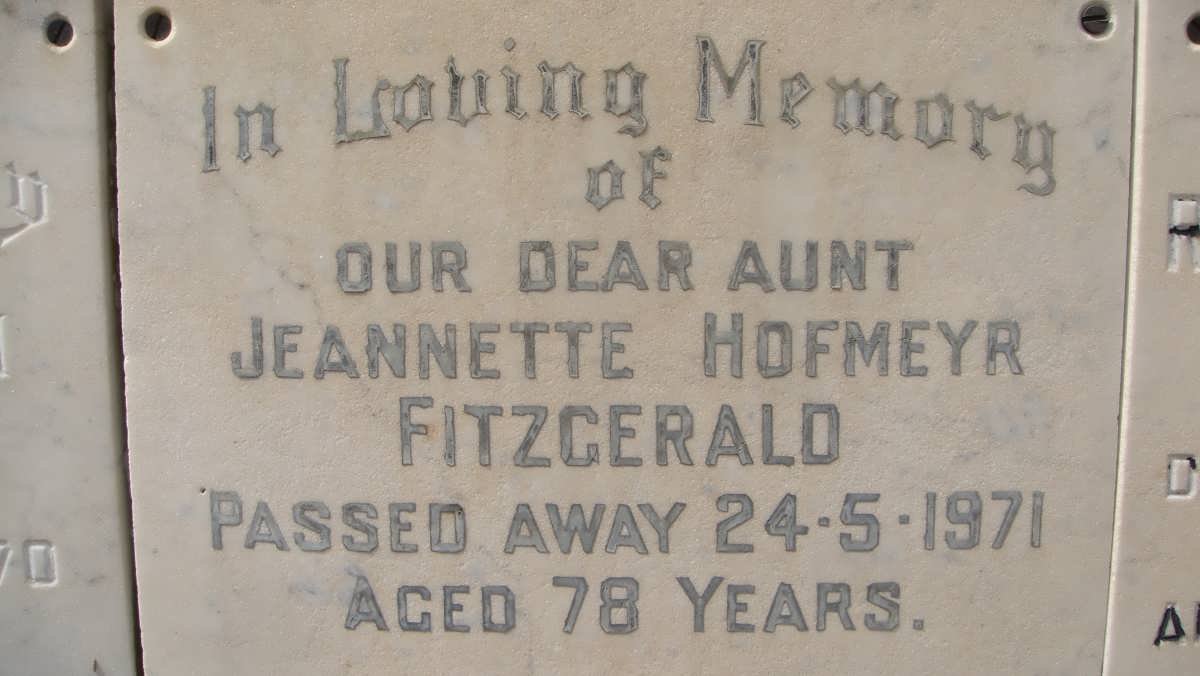 FITZGERALD Jeannette Hofmeyr -1971