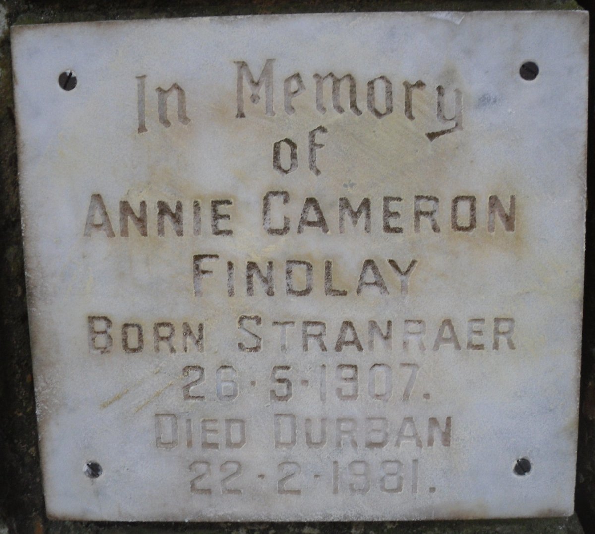 FINDLAY Annie Cameron 1907-1981