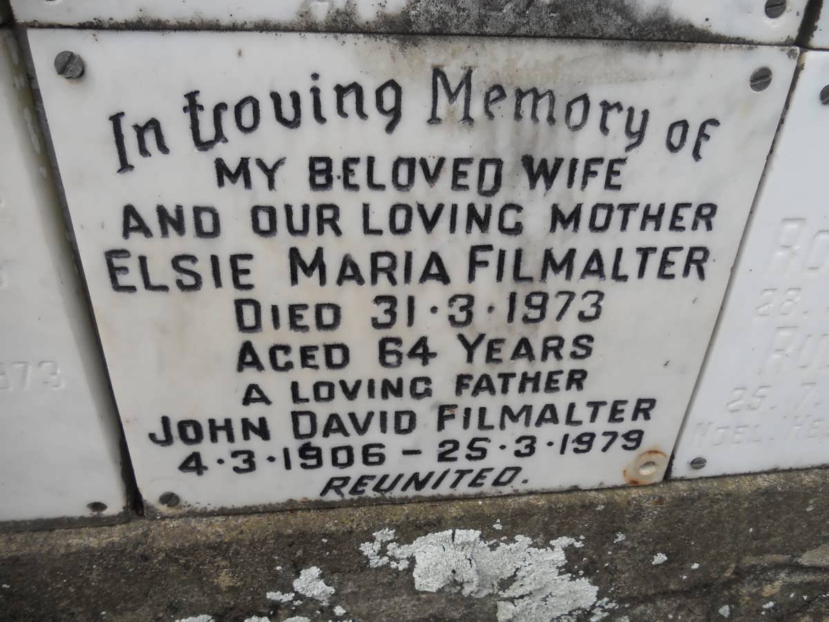 FILMALTER John David 1906-1979 &amp; Elsie Maria -1973