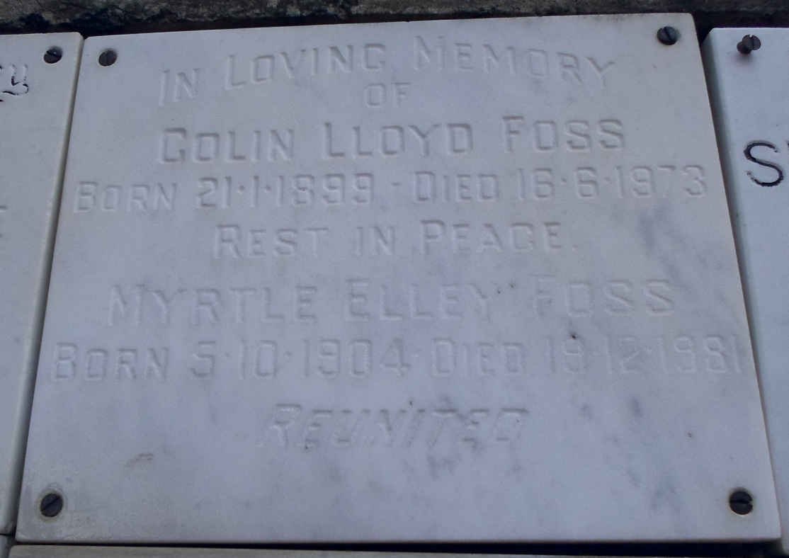 FOSS Colin Lloyd 1899-1973 &amp; Myrtle Elley 1904-1981