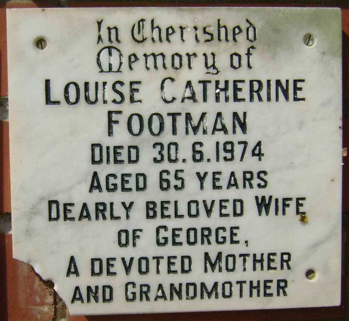 FOOTMAN Louise Catherine -1974