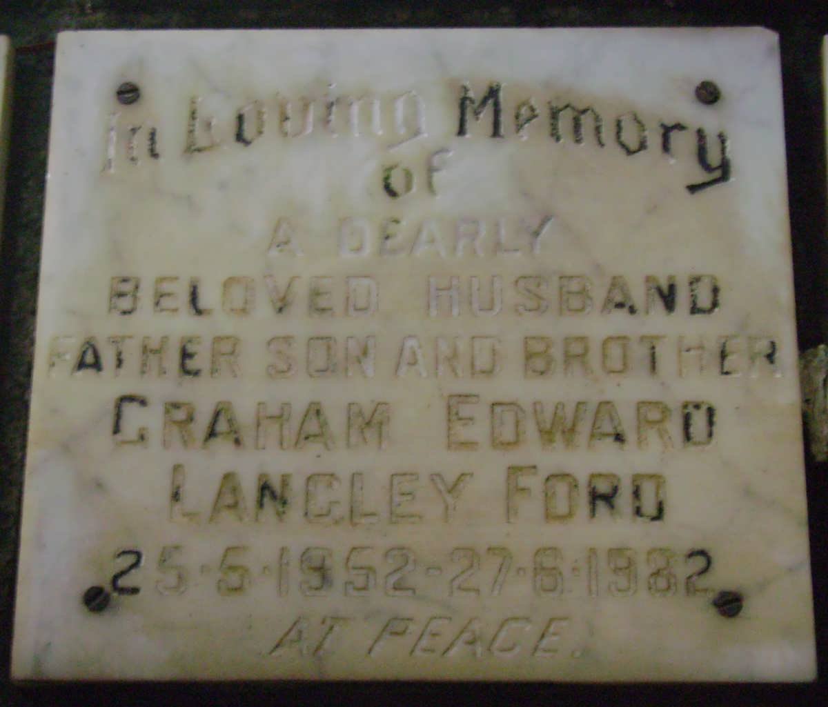 FORD Graham Edward Langley 1952-1982