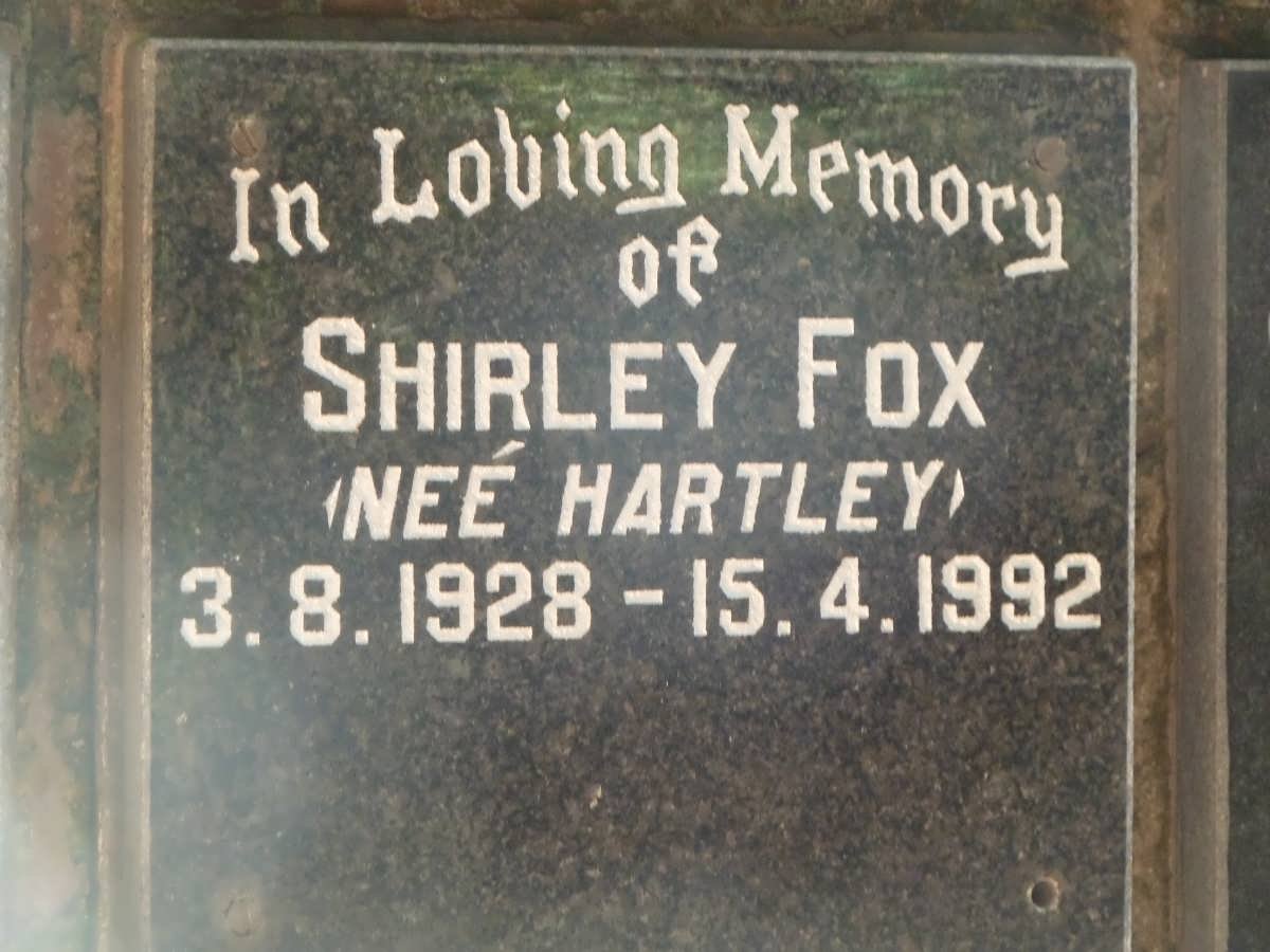 FOX Shirley nee HARTLEY 1928-1992