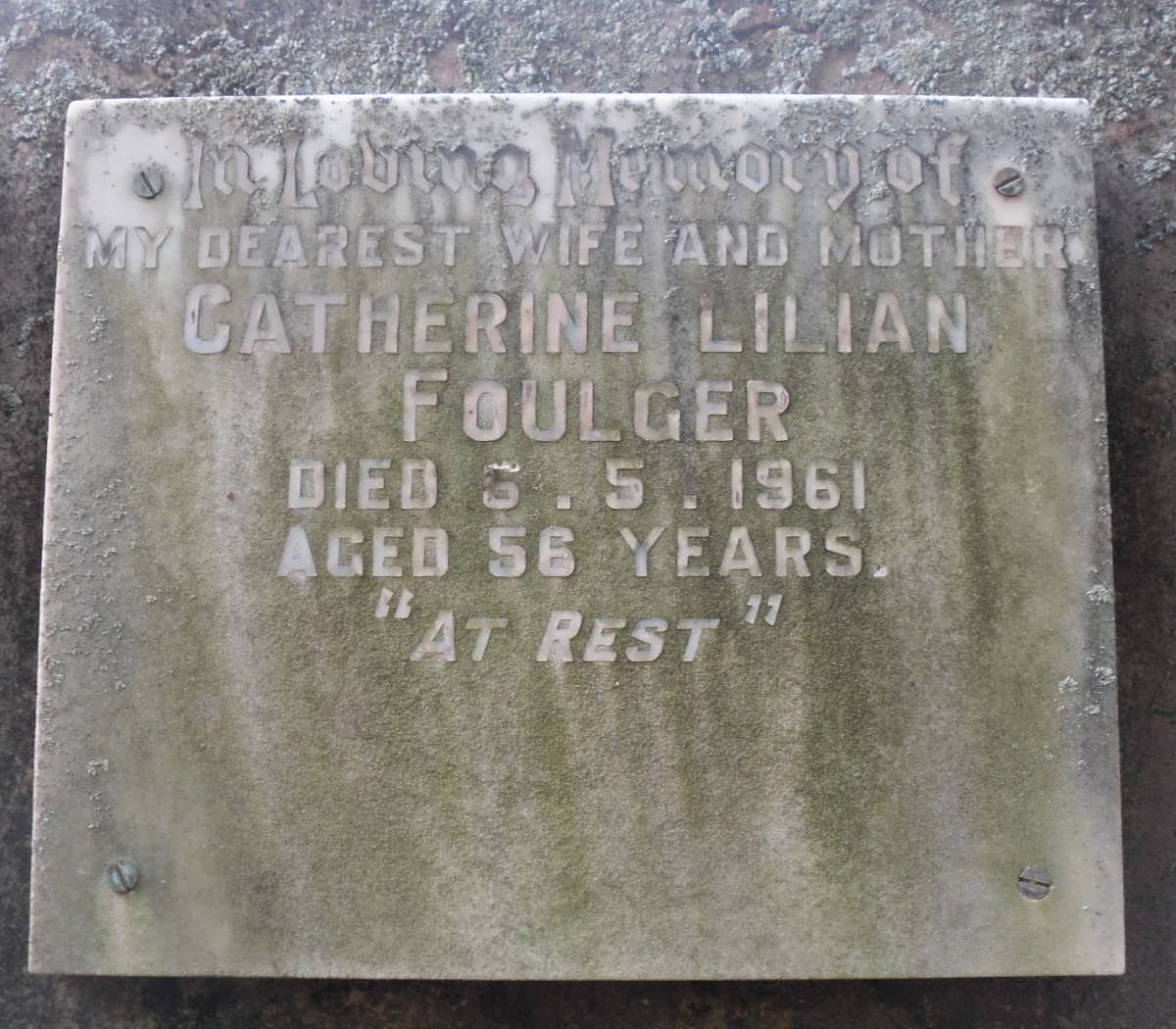 FOULGER Catherine Lilian -1961
