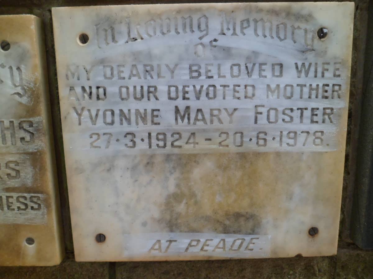 FOSTER Yvonne Mary 1924-1978