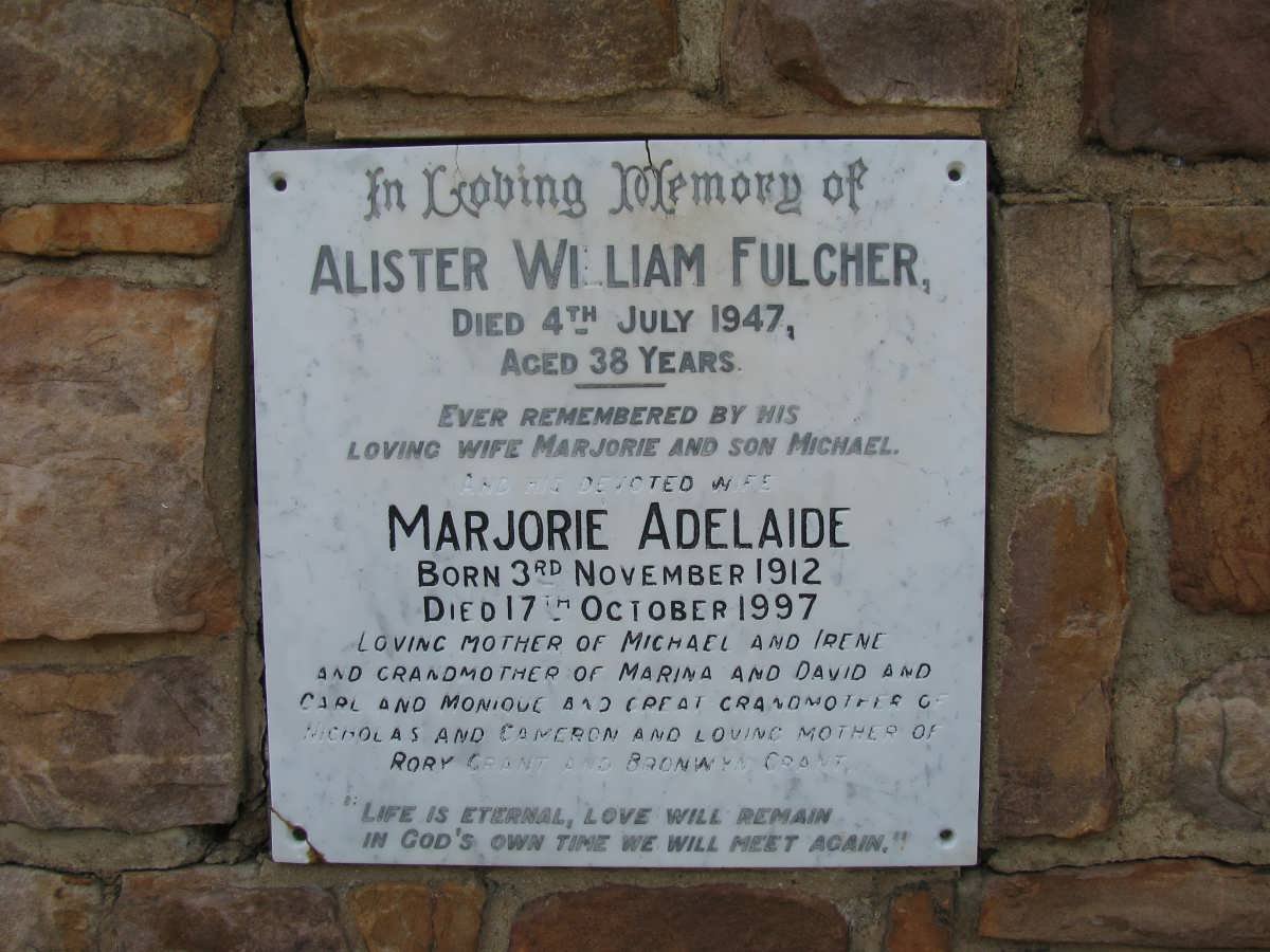 FULCHER Alister William -1947 &amp; Marjorie Adelaide 1912-1997