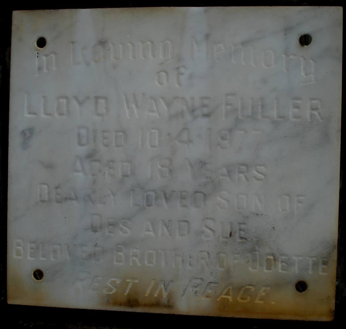 FULLER Lloyd Wayne -1977