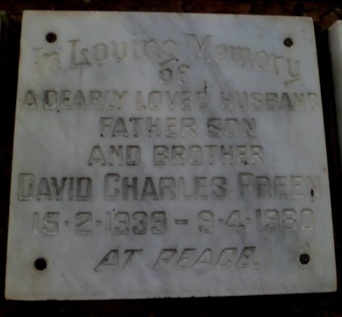 FREEN David Charles 1939-1980