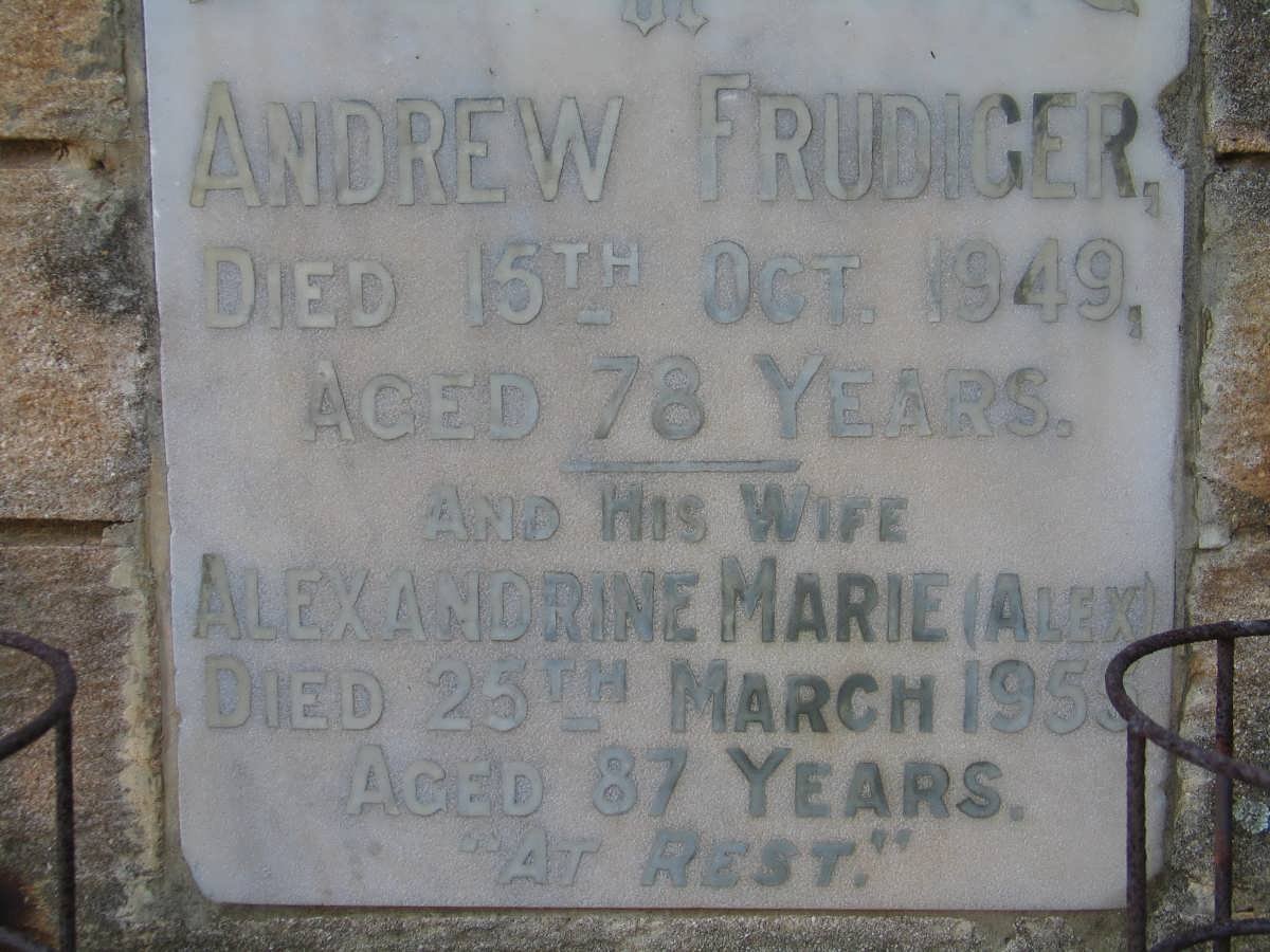 FRUDIGER Andrew -1949 &amp; Alexandrine Marie -1955