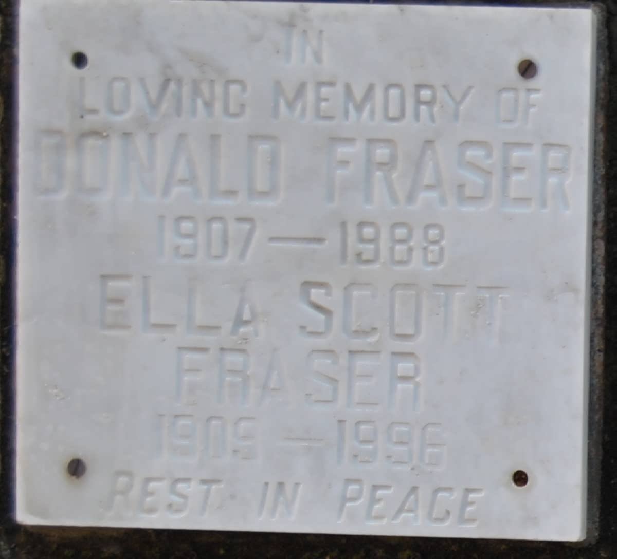 FRASER Donald 1907-1988 &amp; Ella Scott 1909-1996