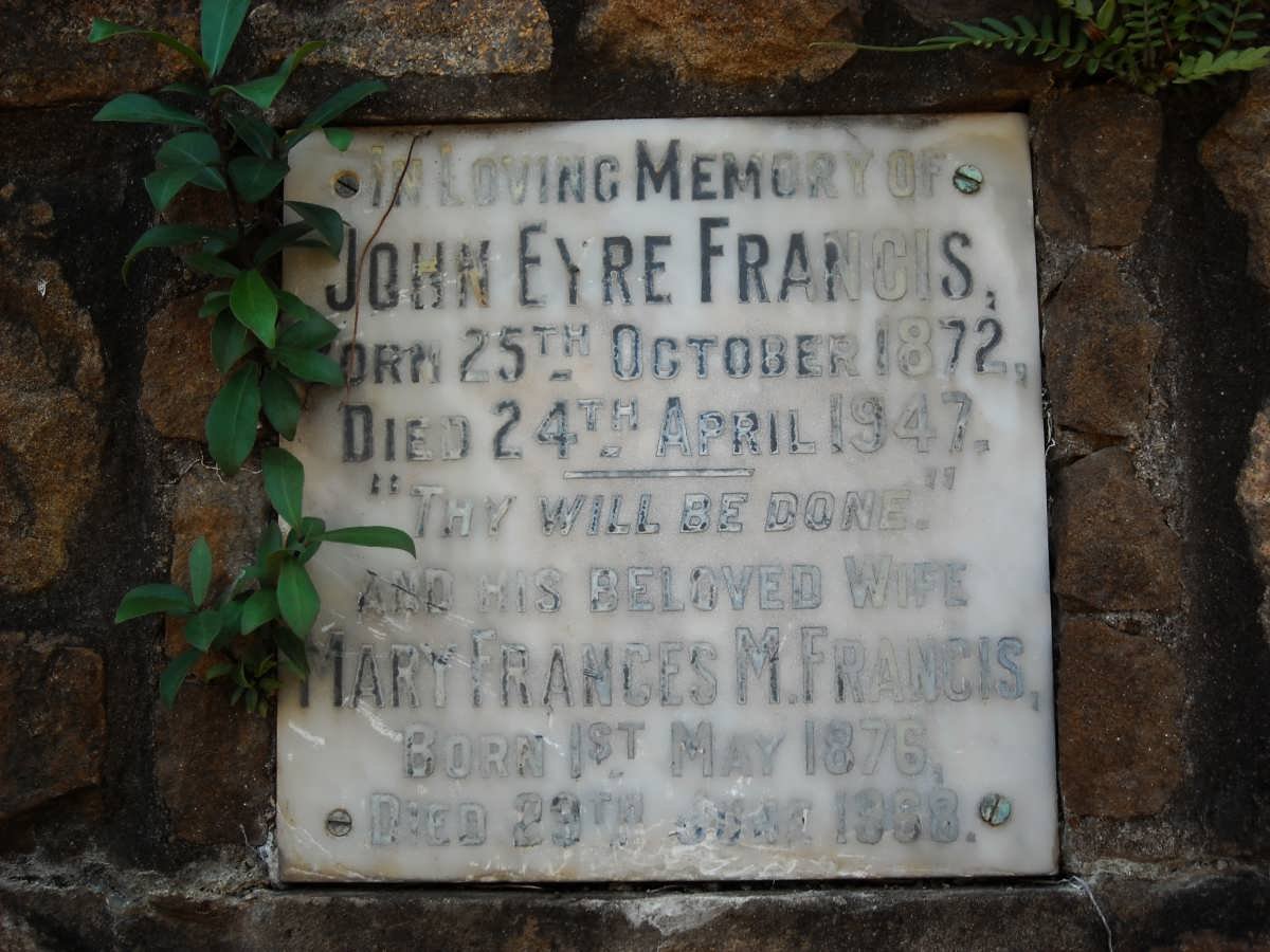 FRANCIS John Eyre 1872-1947 &amp; Mary Frances M. 1876-1968