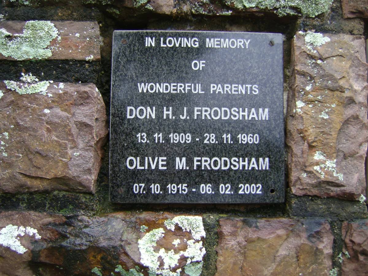 FRODSHAM Don H.J. 1909-1960 &amp; Olive M. 1915-2002