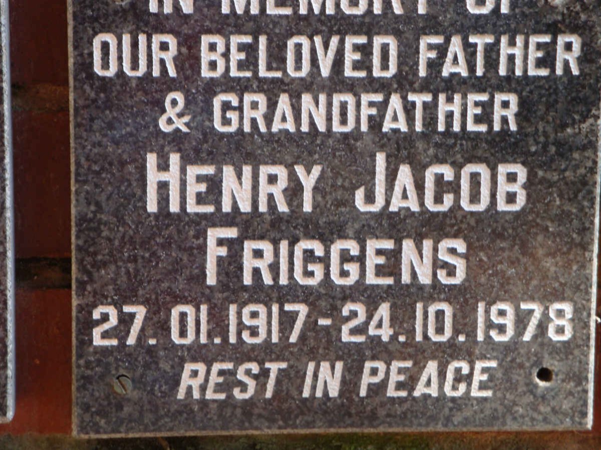 FRIGGENS Henry Jacob 1917-1978