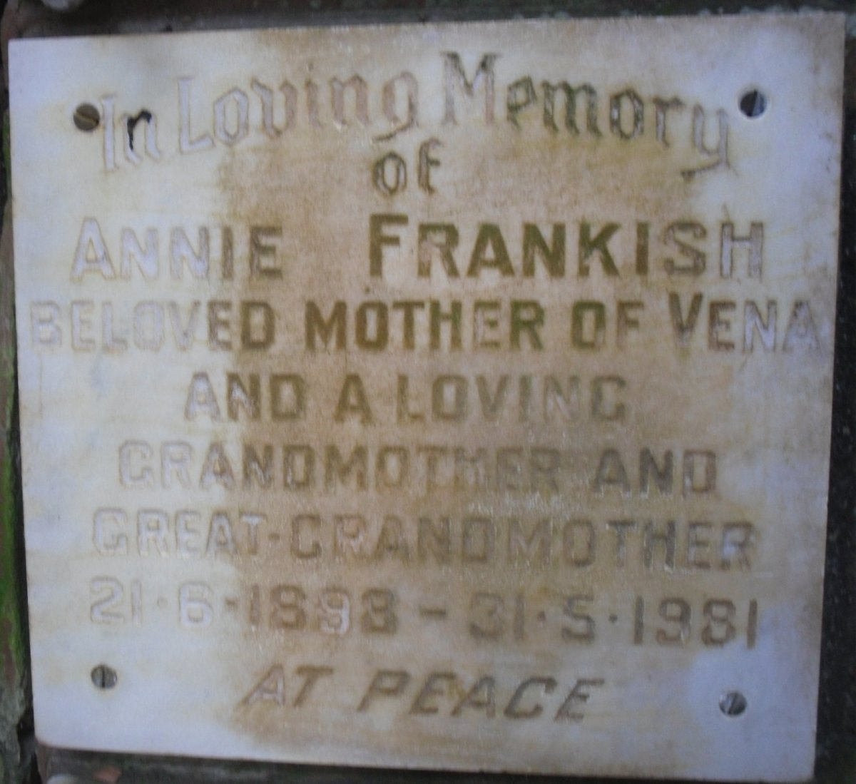 FRANKISH Annie 1898-1981