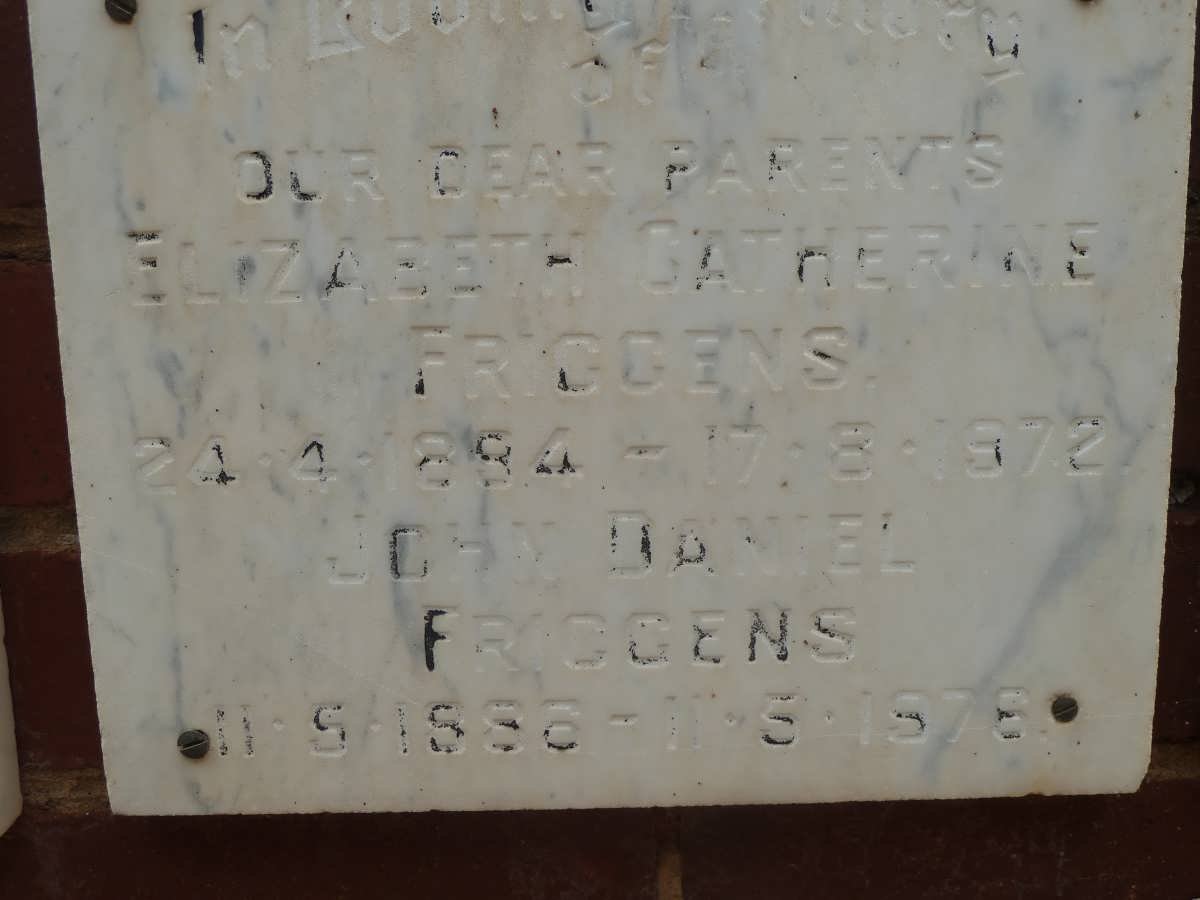 FRIGGENS John Daniel 1886-1976 &amp; Elizabeth Catherine 1884-1972