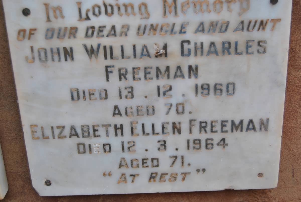 FREEMAN John William Charles -1960 &amp; Elizabeth Ellen -1964
