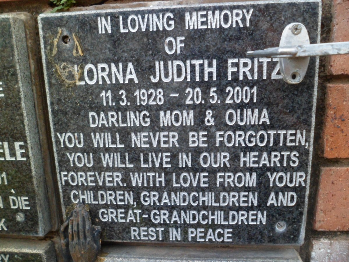 FRITZ Lorna Judith 1928-2001