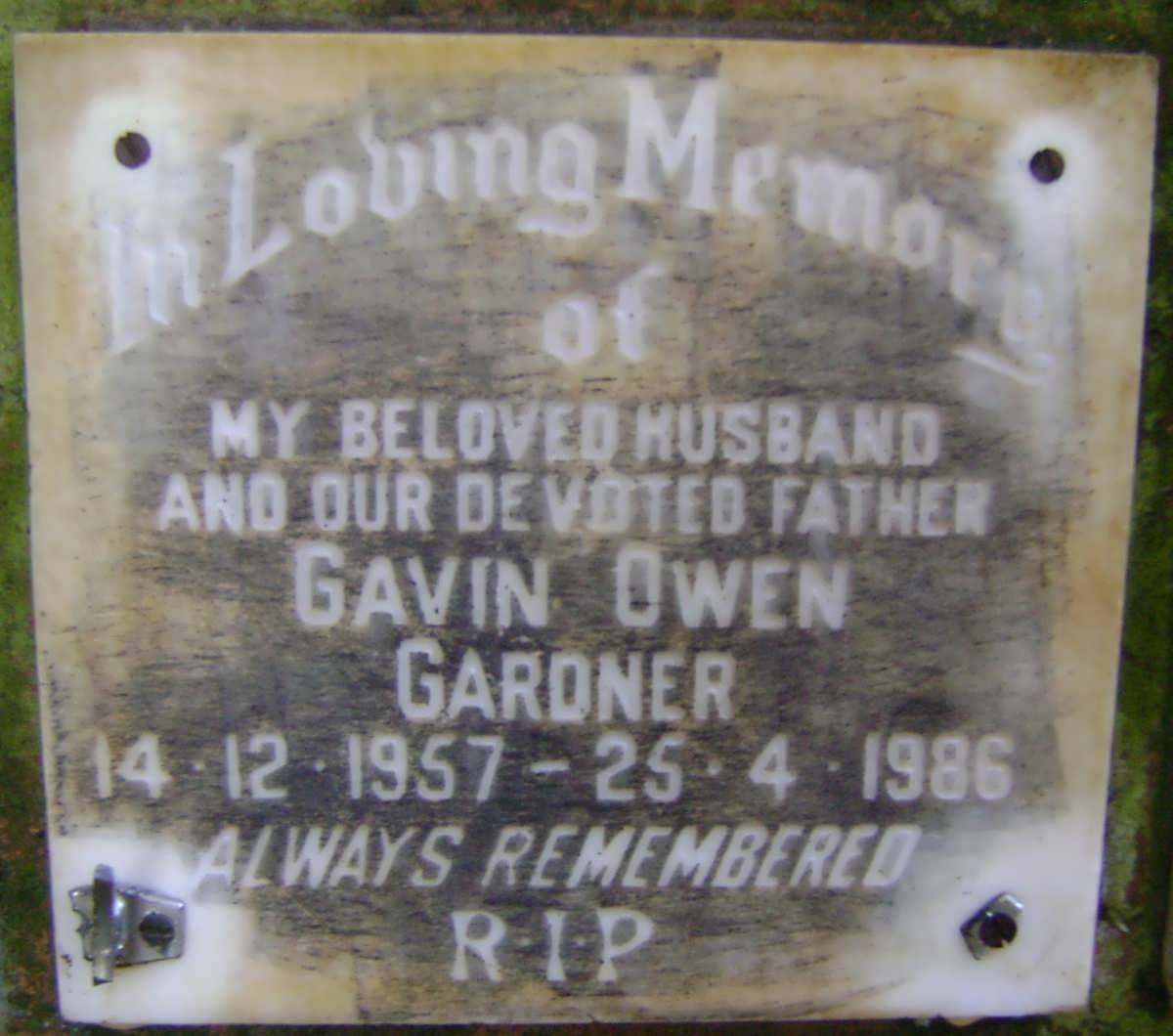 GARDNER Gavin Owen 1957-1986