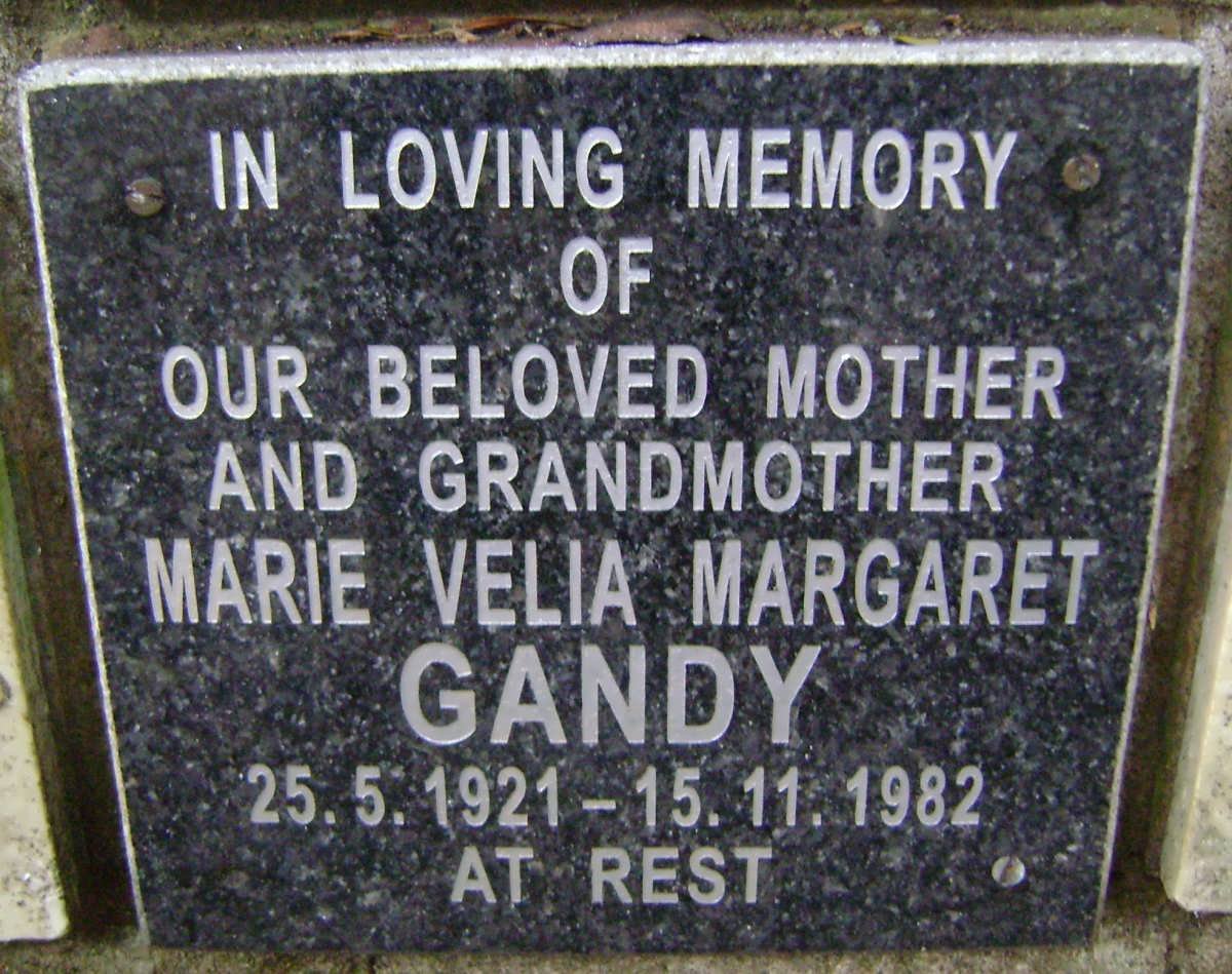 GANDY Marie Velia Margaret 1921-1982