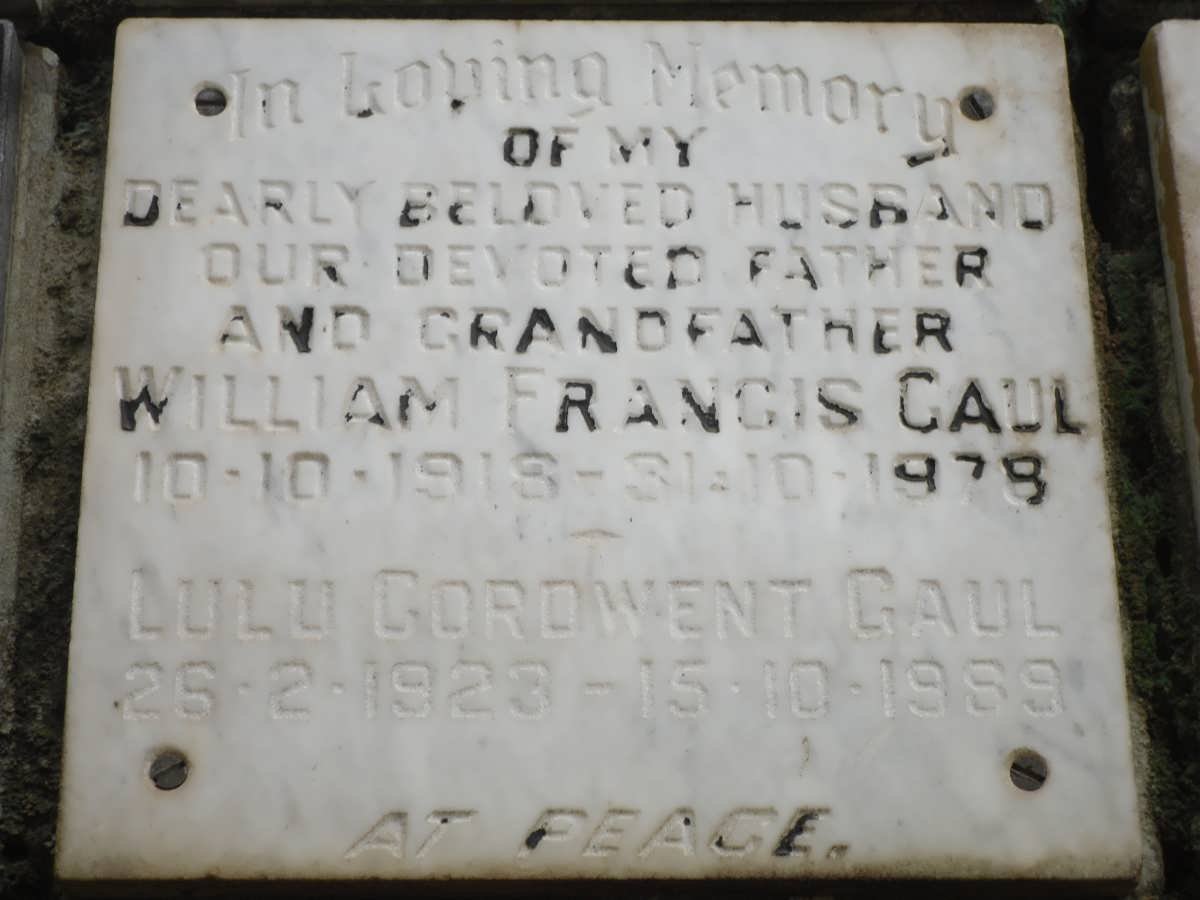 GAULL William Francis 1918-1978 &amp; Lulu Cordwent 1923-1989