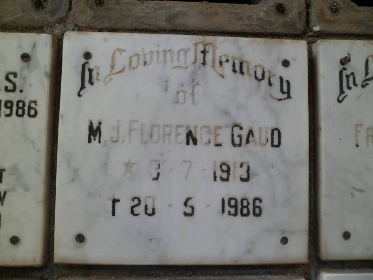 GAUD M.J. Florence 1913-1986