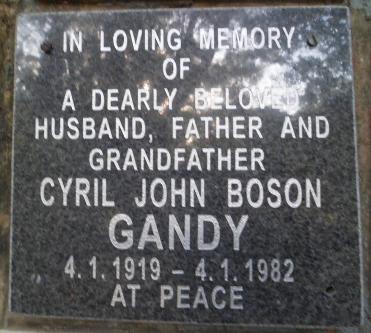 GANDY Cyril John Boson 1919-1982