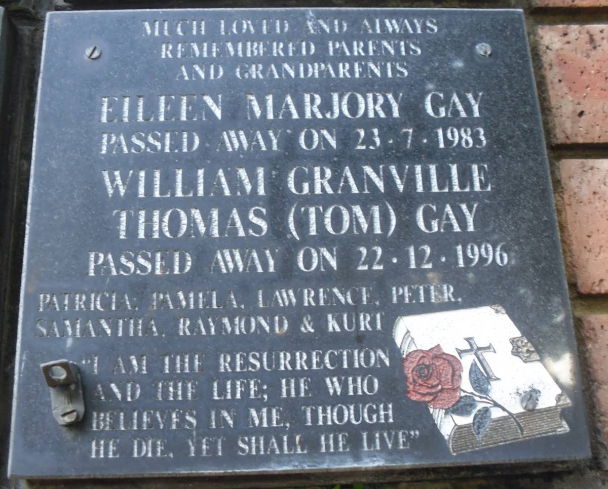 GAY William Granville Thomas -1996 &amp; Eileen Marjory -1983