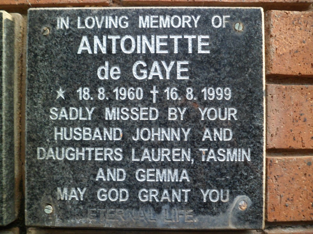 GAYE Antoinette, de 1960-1999