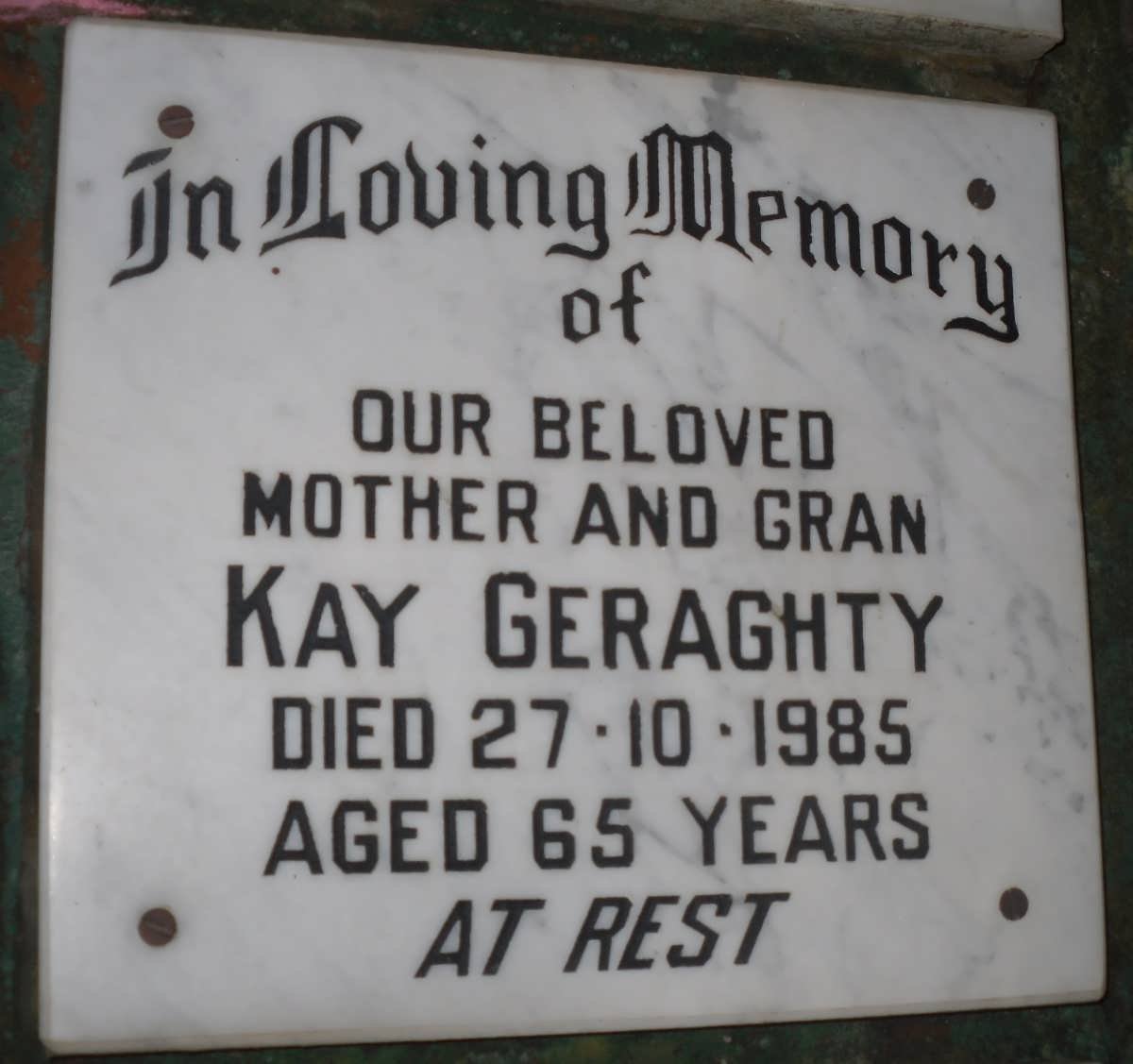 GERAGHTY Kay -1985