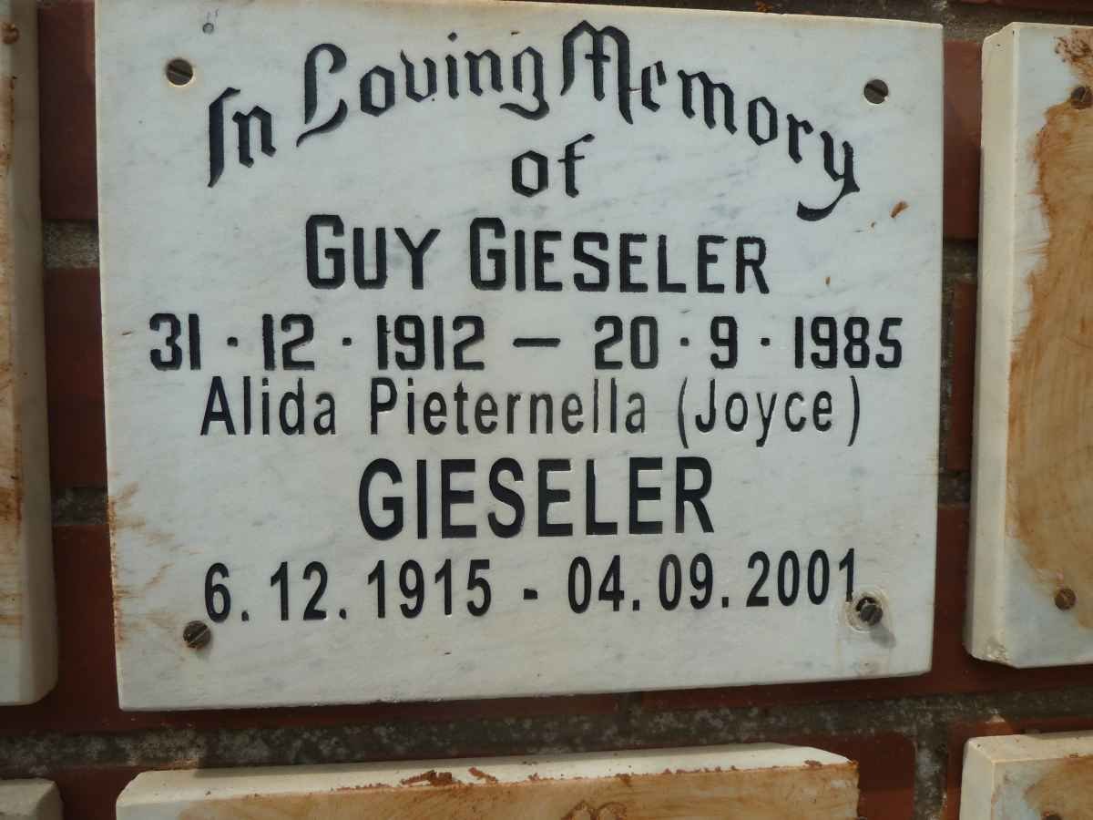 GIESELER Guy 1912-1985 &amp; Alida Pietronella 1915-2001