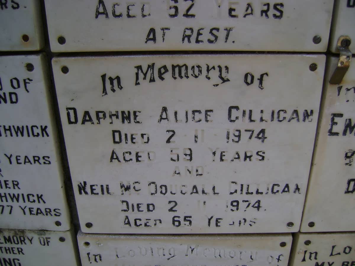 GILLIGAN Neil McDougall -1974 &amp; Daphne Alice -1974
