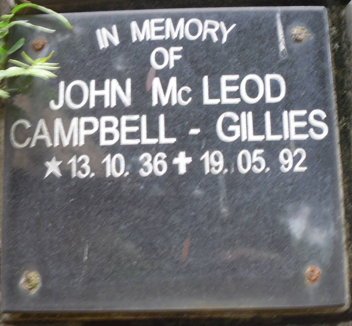 GILLIES John McLeod, Campbell 1936-1992