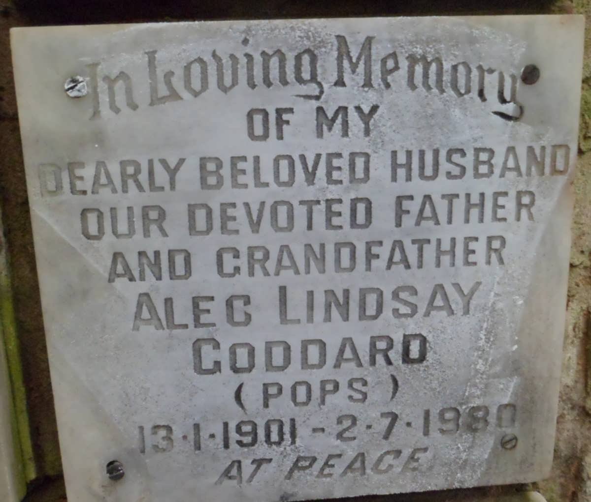 GODDARD Alec Lindsay 1901-1980