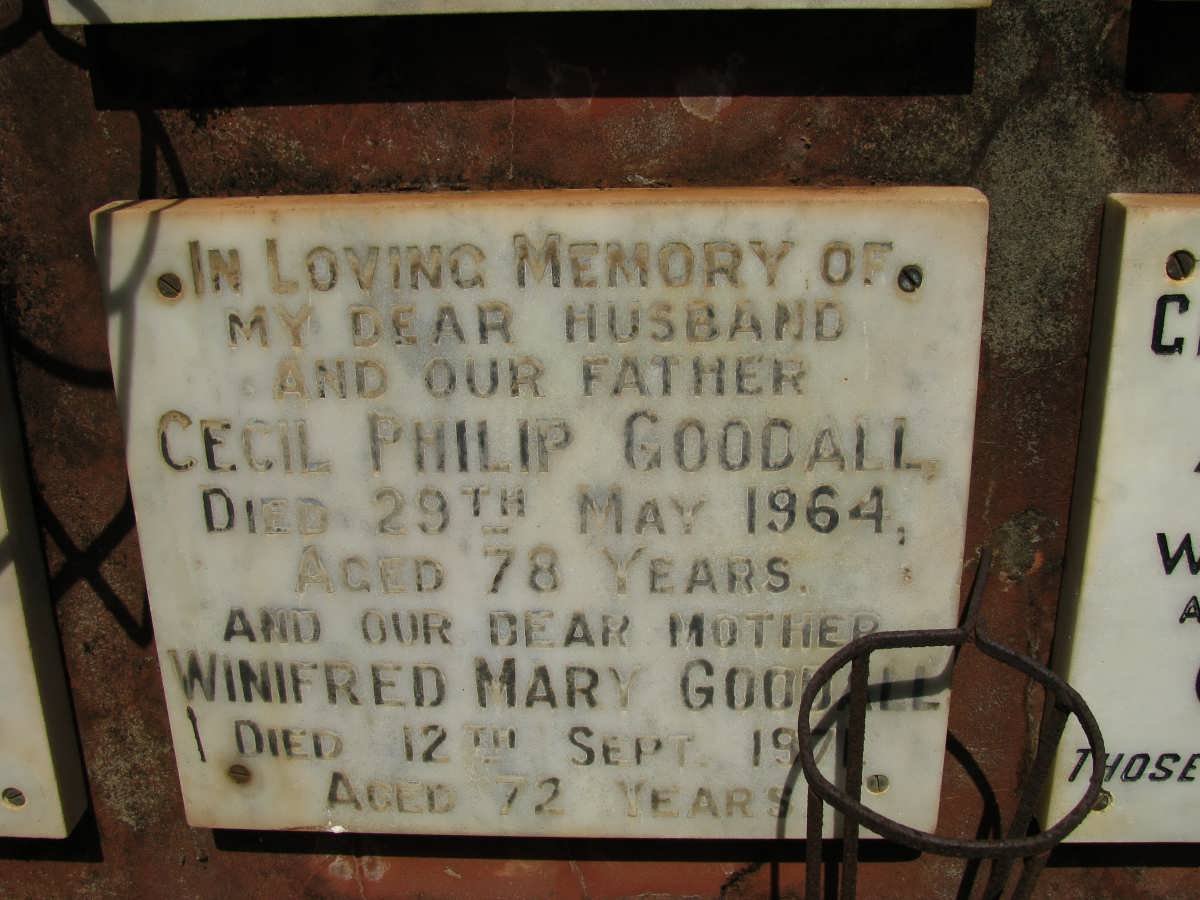GOODALL Cecil Philip -1964 &amp; Winifred Mary -1971