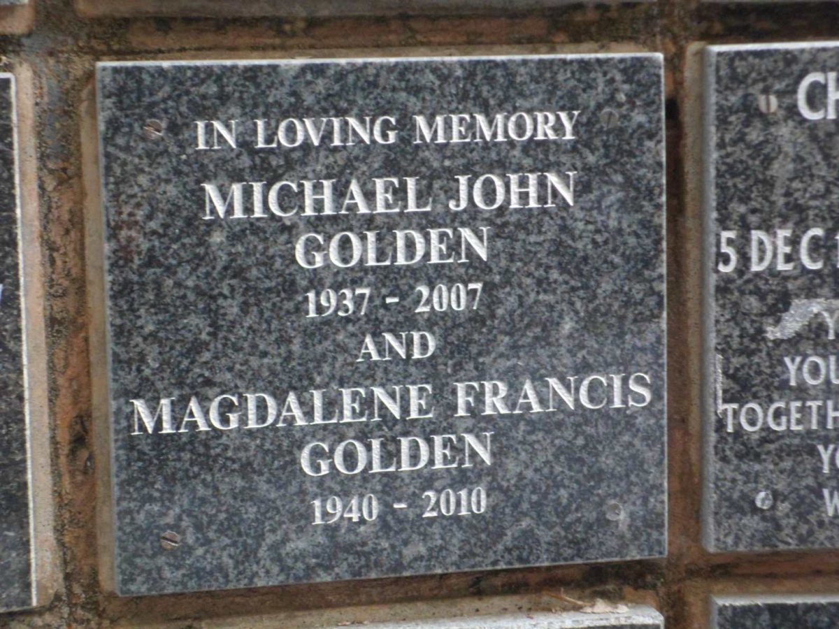 GOLDEN Michael John 1937-2007 &amp; Magdalene Francis 1940-2010
