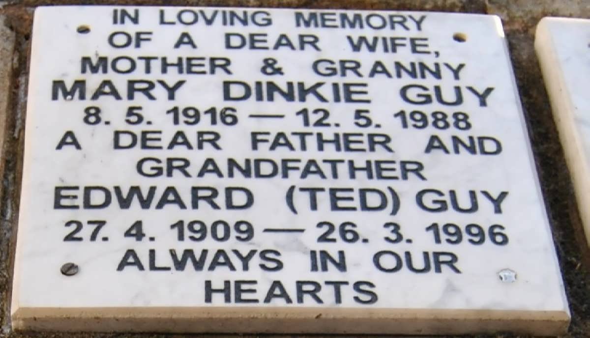 GUY Edward 1909-1996 &amp; Mary Dinkie 1916-1988